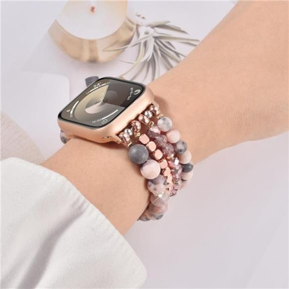NEW Pink Beaded Apple Watch Band - Picture 2 of 4
